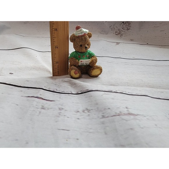 BC Bronson Porcelain Bears of Distinction Green Sweater/White Golf Hat With Pom - Picture 7 of 7